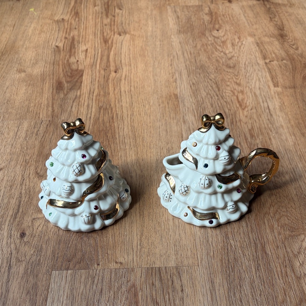 Lenox 2003 The Jeweled Christmas Tree Creamer & Sugar Bowl